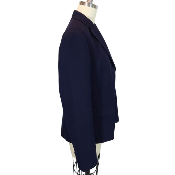 TALBOTS Navy Blue Ponte Knit Ornate Button Blazer Size 8 Nautical Preppy Office - Picture 2 of 9